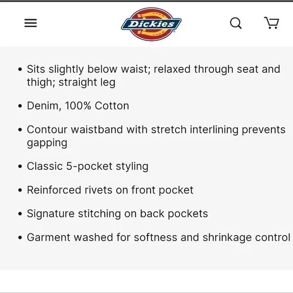 NWT DICKIES Women's Denim Flannel Lined Relaxed Fit Jeans 16 - Picture 12 of 13